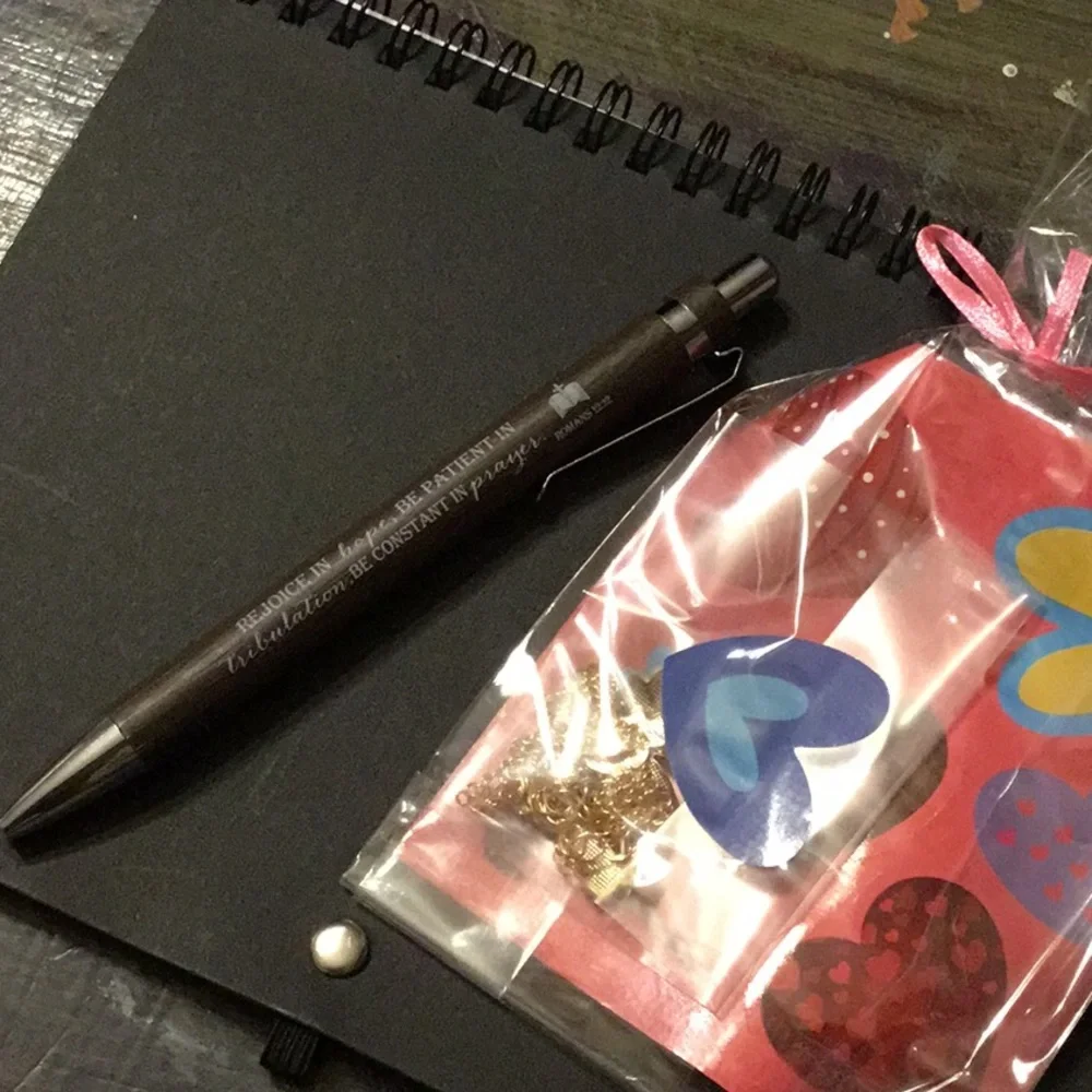 Necklace & Notebook bible verse Inspirational Quote with pen and butterfly